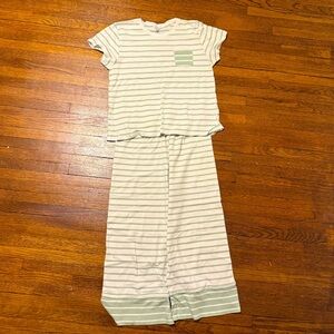 NWOT Lake Breton short/long striped set, green and white XS